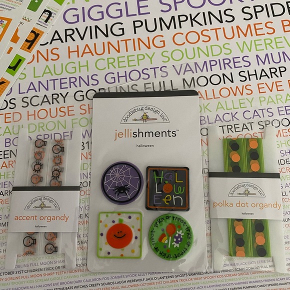 👻🎃 DOODLEBUG DESIGN HALLOWEEN THEMED SCRAPBOOK PAPER BUNDLE & STICKERS! - Picture 7 of 15
